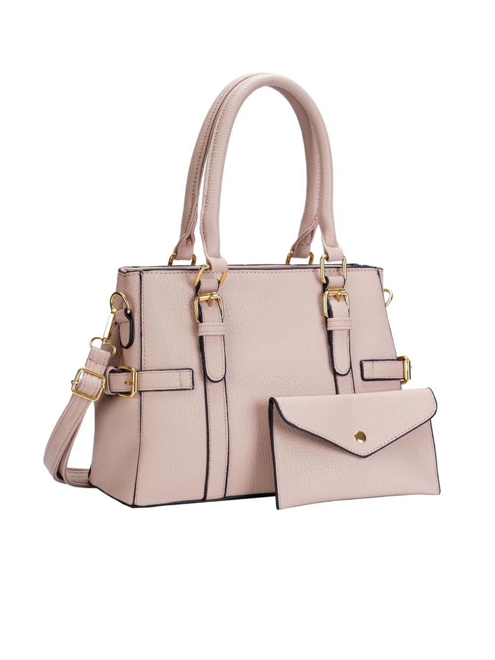 Classic Blush Satchel Handbag with Wallet